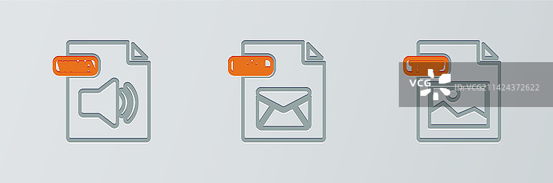 Tiff文件文档WMA和EML图标线条素材图片素材