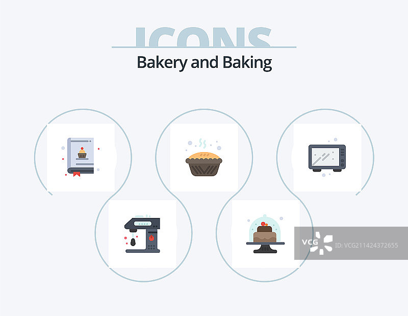 烘焙扁平图标套装 5，含锡罐烹饪设计图片素材