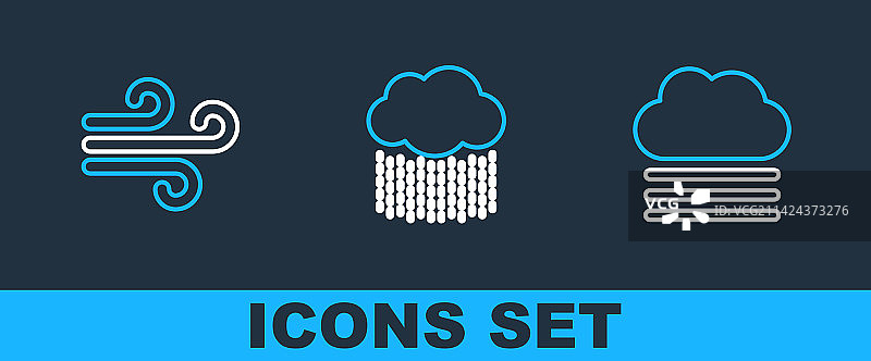 雾和云风雨线条图标图片素材