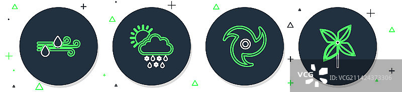 线条云与雪、雨、太阳、龙卷风图片素材