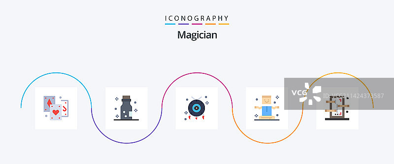 魔术师扁平风格魔法主题5图标包图片素材