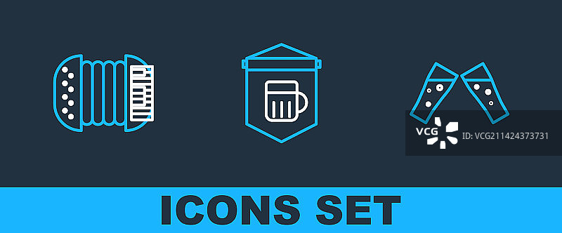 啤酒手风琴和标牌玻璃杯图片素材