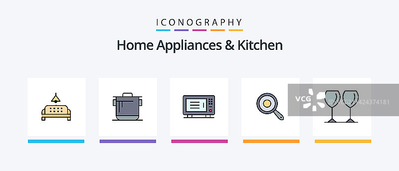 家用电器厨房线条填充图标图片素材
