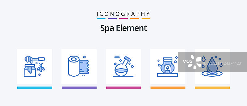 包含水滴的蓝色水疗元素5图标包图片素材