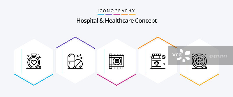 医院和医疗保健概念25线图标包图片素材