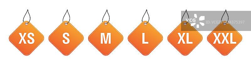 XS S M L XL XXL 尺码标签图标服装套装图片素材