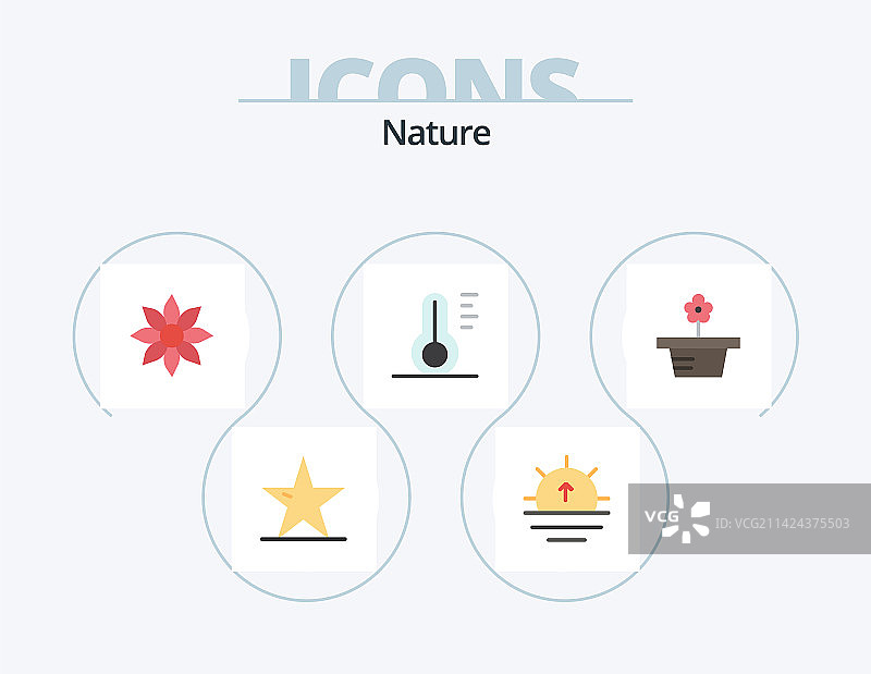 天气自然扁平图标包（5个）图片素材