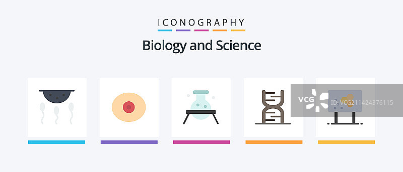 包含遗传密码的扁平生物学5图标包图片素材