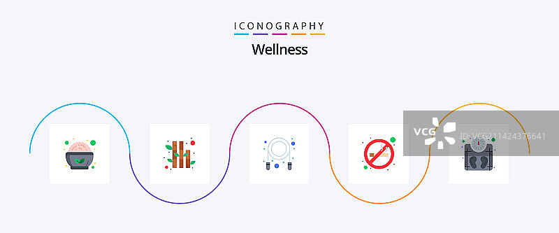 健康扁平风格5个图标包，含体重秤图片素材