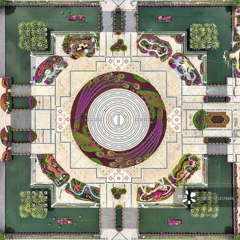 航拍柳州市民广场花展图片素材