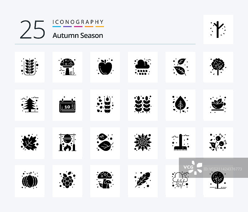 秋季25实心字形图标包，包括灰烬图片素材