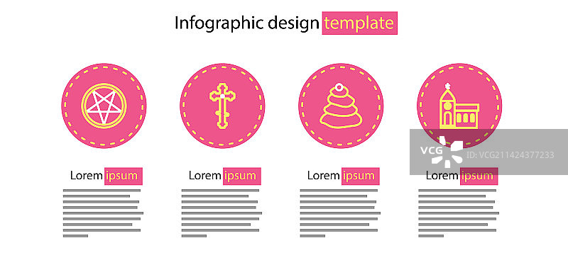 热石堆和教堂建筑线条图片素材