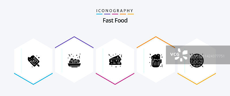 包含快餐的25个字形快餐图标包图片素材