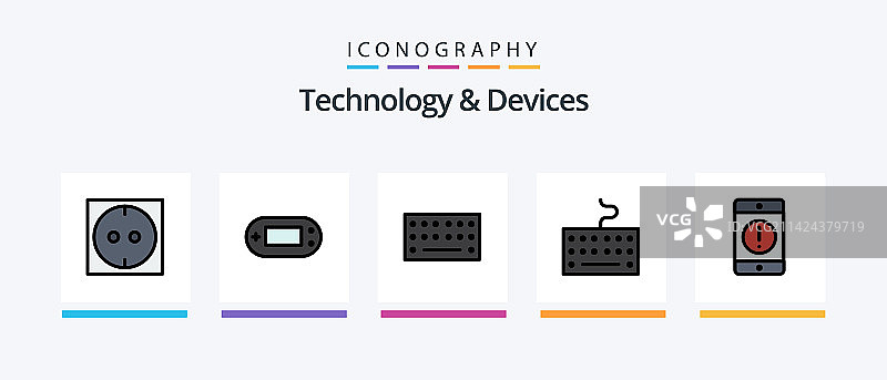 包含掌上游戏机的线性设备图标包5图片素材