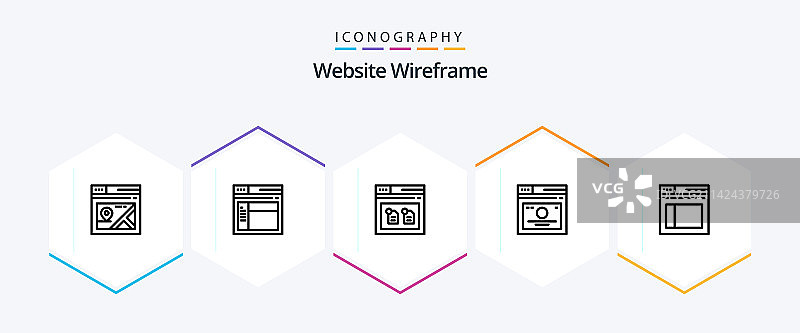 网站线框图25线条图标包图片素材