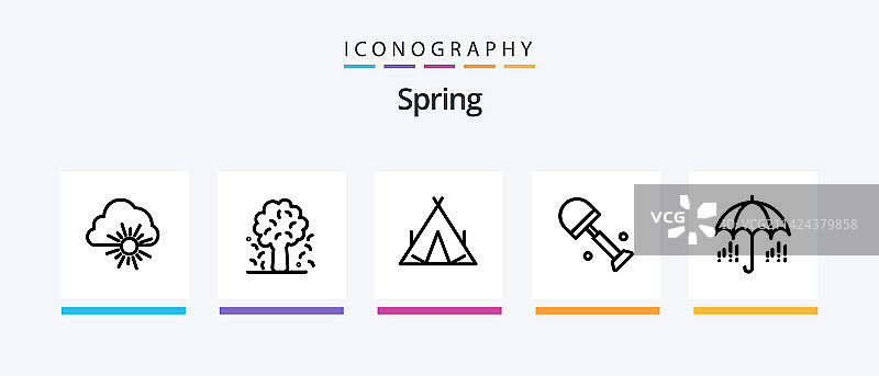 春季线条5图标包，包括自然春天图片素材