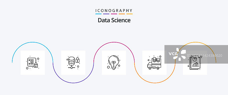 数据科学线性五图标包，包含分析图片素材