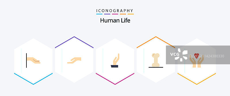 25个手势人物扁平图标包图片素材
