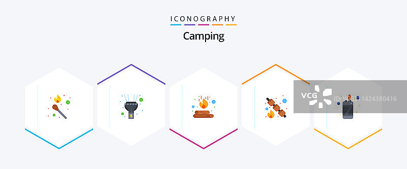 露营扁平图标包（含打火机）图片素材