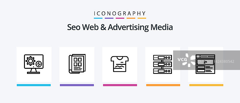 SEO网站和广告媒体线性图标合集图片素材