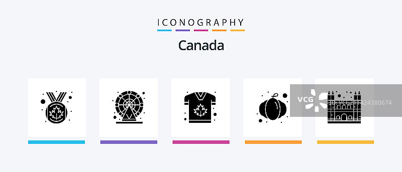 包含大教堂的加拿大字形五图标包图片素材