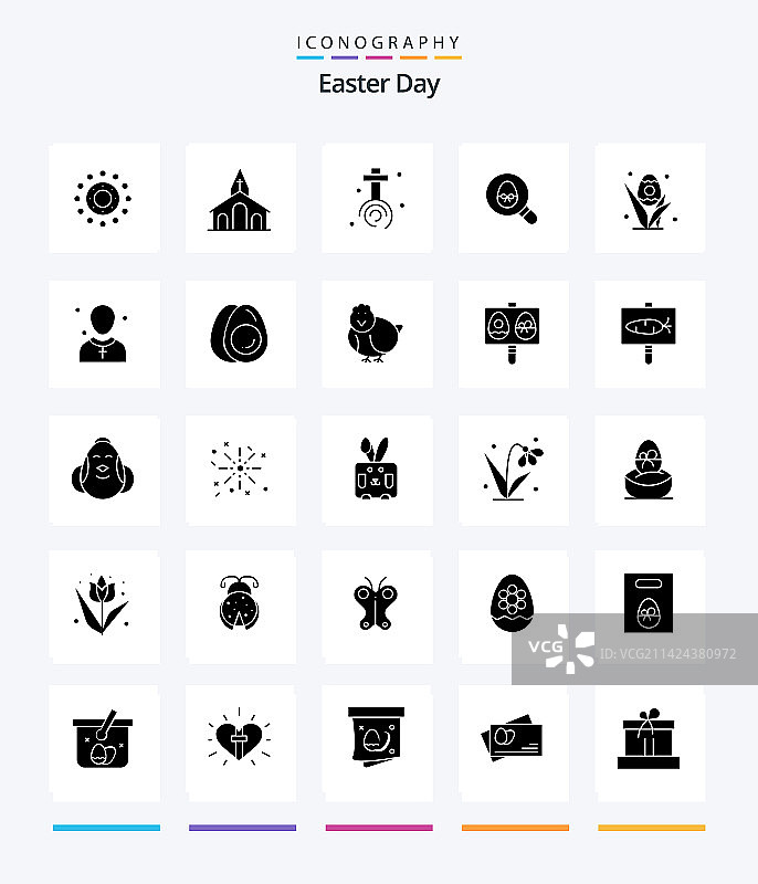 创意复活节25个字形黑色图标包图片素材