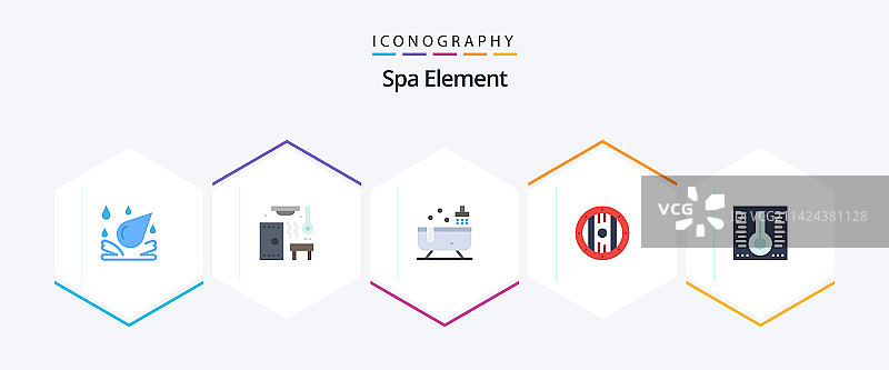 包含水疗的25个扁平图标水疗元素包图片素材