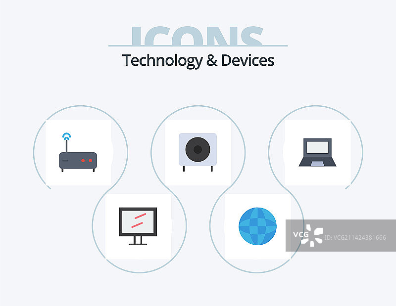 设备扁平图标包5个图标设计图片素材