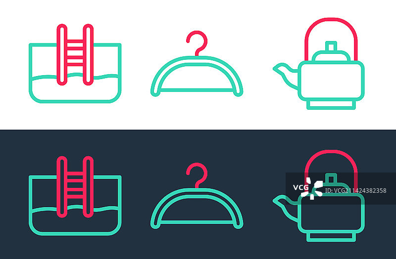 带把水壶和游泳池梯子图片素材