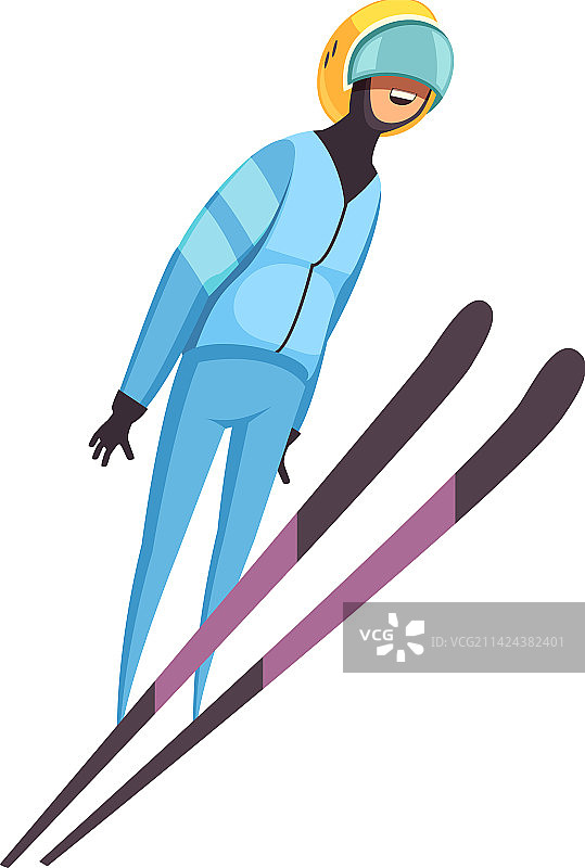 扁平风跳跃的滑雪者图片素材