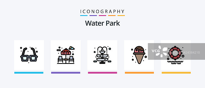水上乐园线性填充图标图片素材