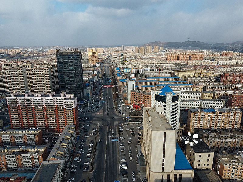 大石桥市 地标 航拍 丽华国际酒店 国际中心 鹏源大厦图片素材