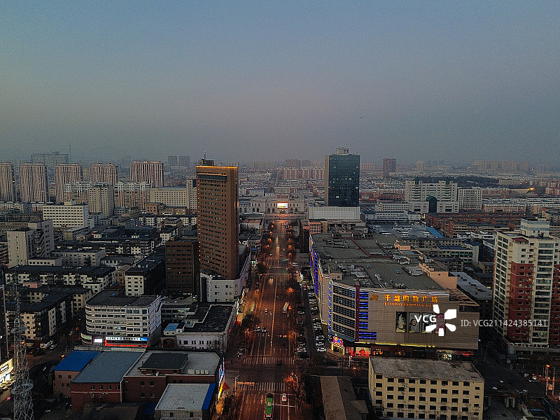 锦州 百货 夜景 航拍 古塔区 地标图片素材