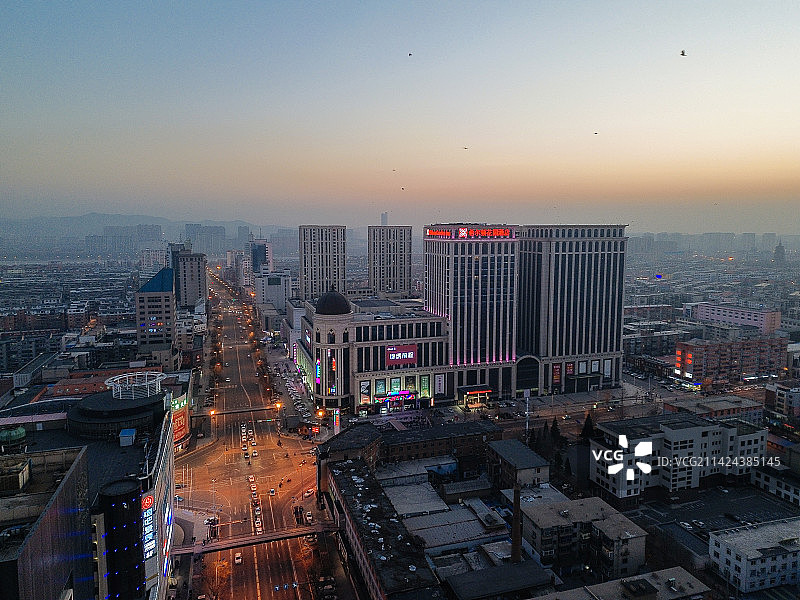 锦州 百货 夜景 航拍 古塔区 地标图片素材