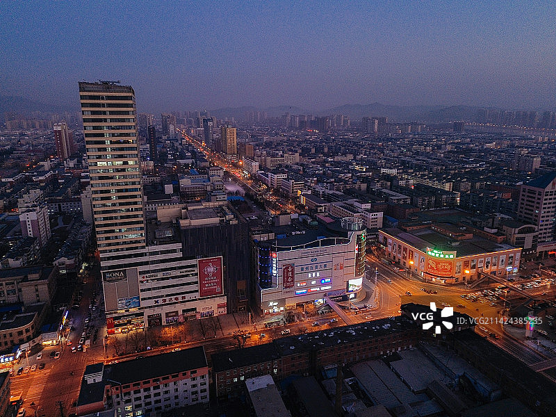 锦州 百货 夜景 航拍 古塔区 地标图片素材
