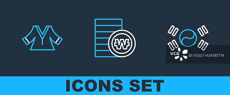 韩国国旗、和服与韩元图片素材