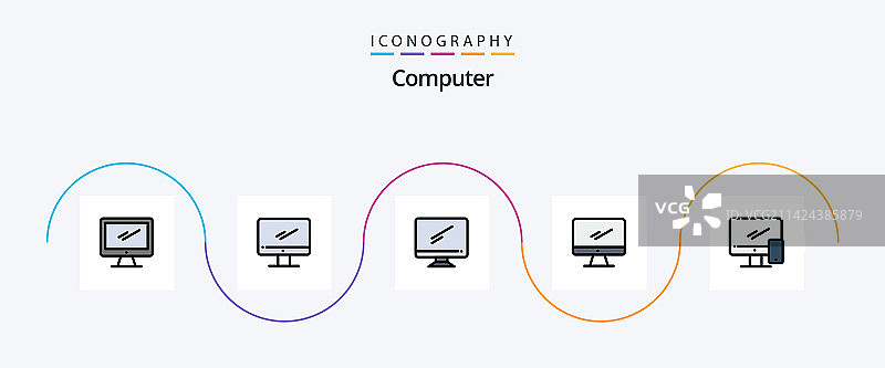 包含的电脑线性填充扁平5图标包图片素材