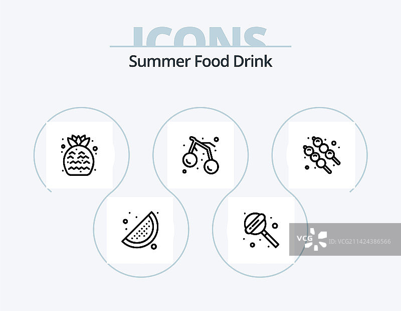夏季食品饮料线条图标包5图标设计图片素材