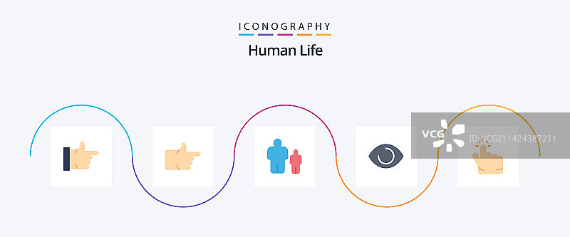 包含面部特征的人物扁平风图标（5个）图片素材