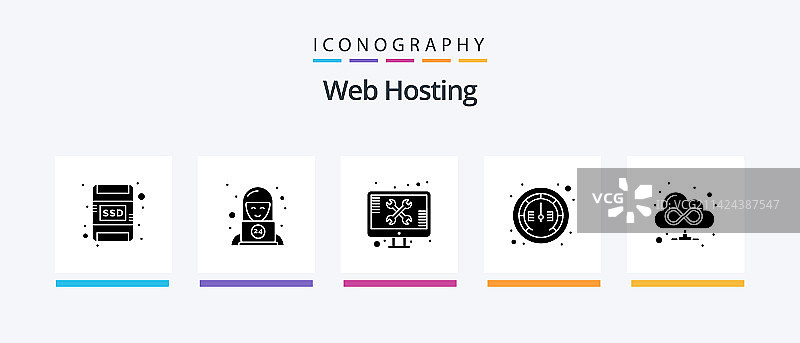 包含云的网站托管字形5图标包图片素材