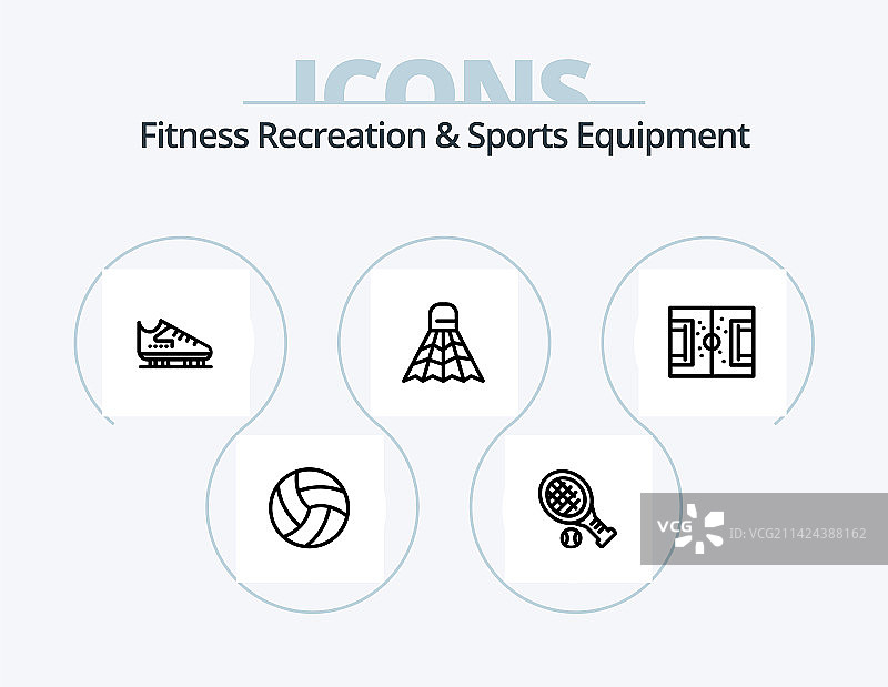 健身娱乐和运动器材线性图标图片素材