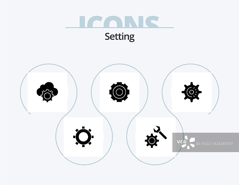齿轮设置标志图标包，5个图标设计理念图片素材