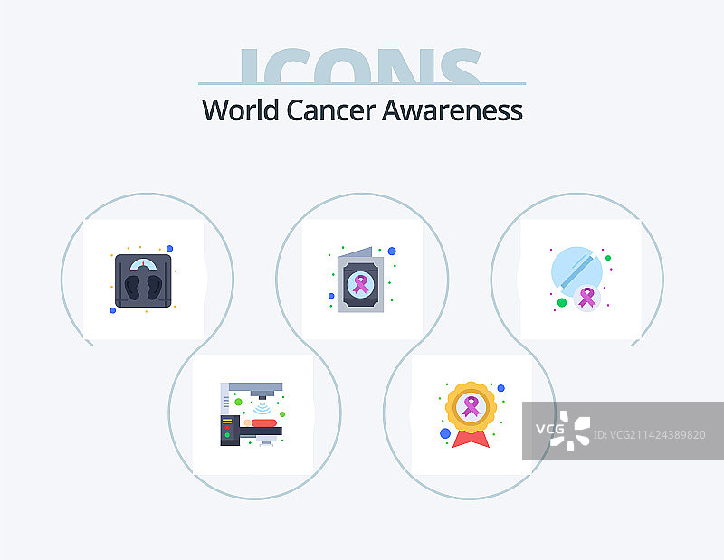 世界癌症意识扁平风格图标包5个图片素材