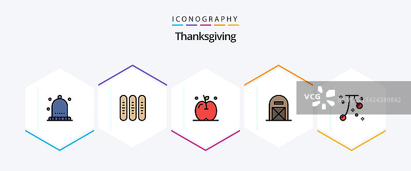 感恩节25个实线图标包图片素材