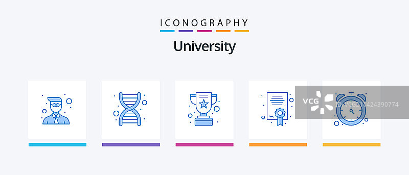 蓝色大学手表图标包5个图片素材