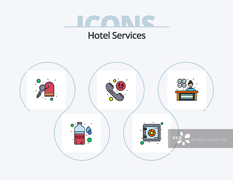 酒店服务线性填充5图标包图片素材