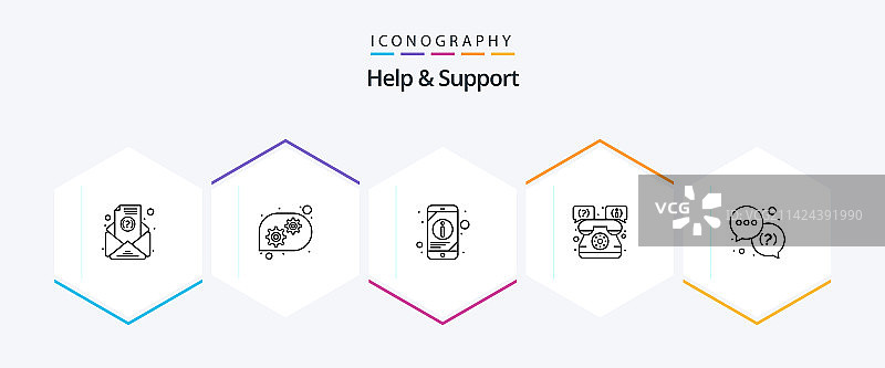 帮助与支持25个线性图标包图片素材