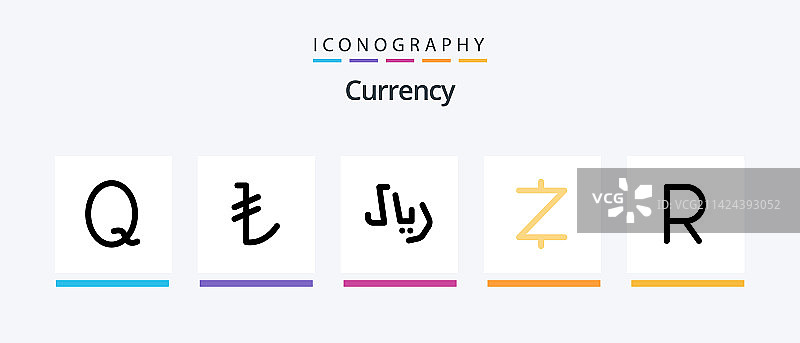 货币线性填充图标包（含卢布）图片素材