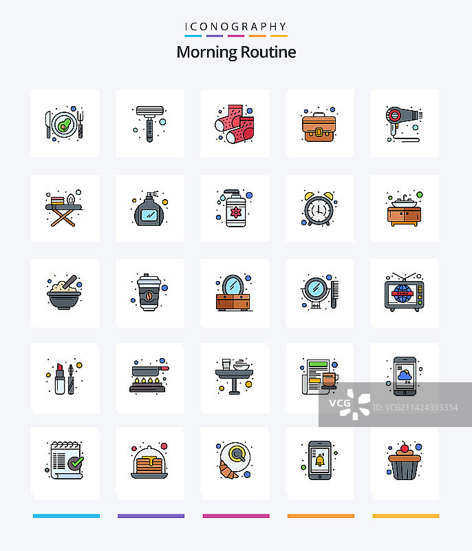 创意早间习惯25线条形图标包图片素材
