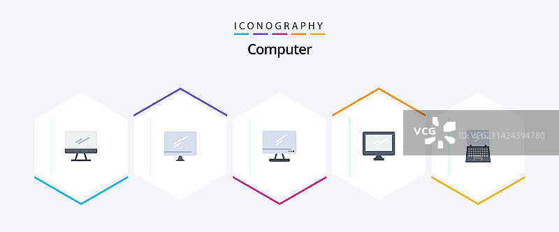 包含iMac的电脑25扁平图标包图片素材